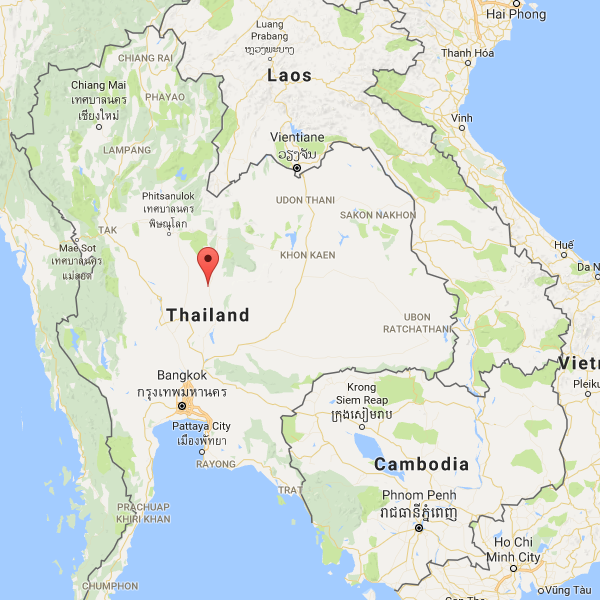 map of Asia centered on Thailand